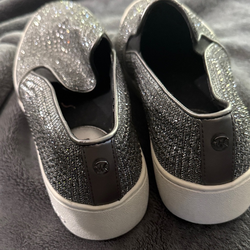 Michael Kors Glittering Silver Slip-Ons - Picture 2 of 5